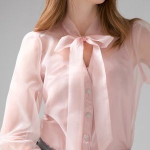 White House black market pink organza blouse